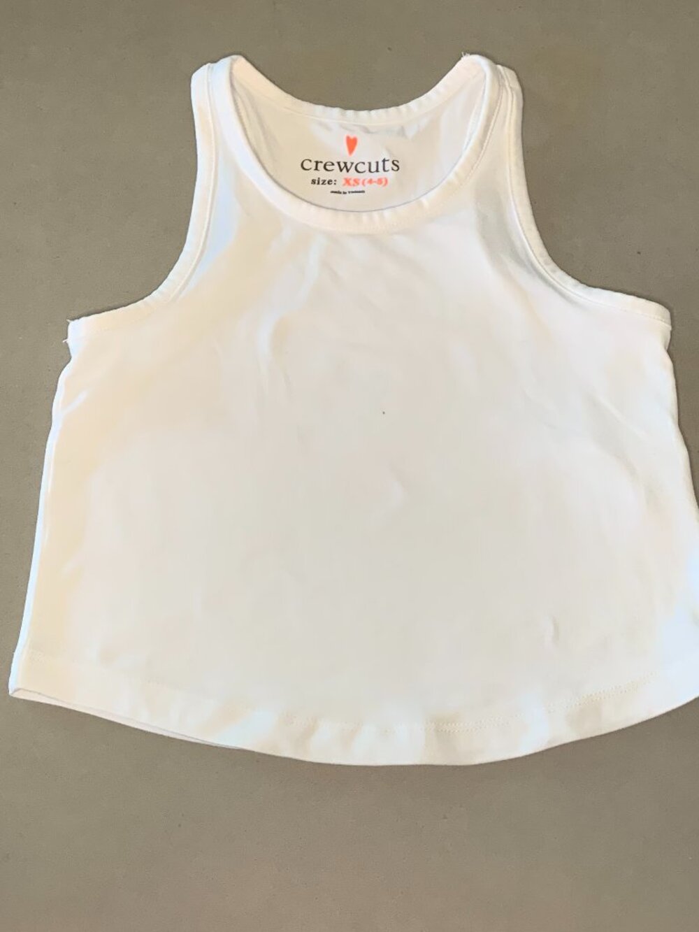 Crewcuts White Athletic Tank Top | Girls XS 4–5 | Performance Racerback Tank